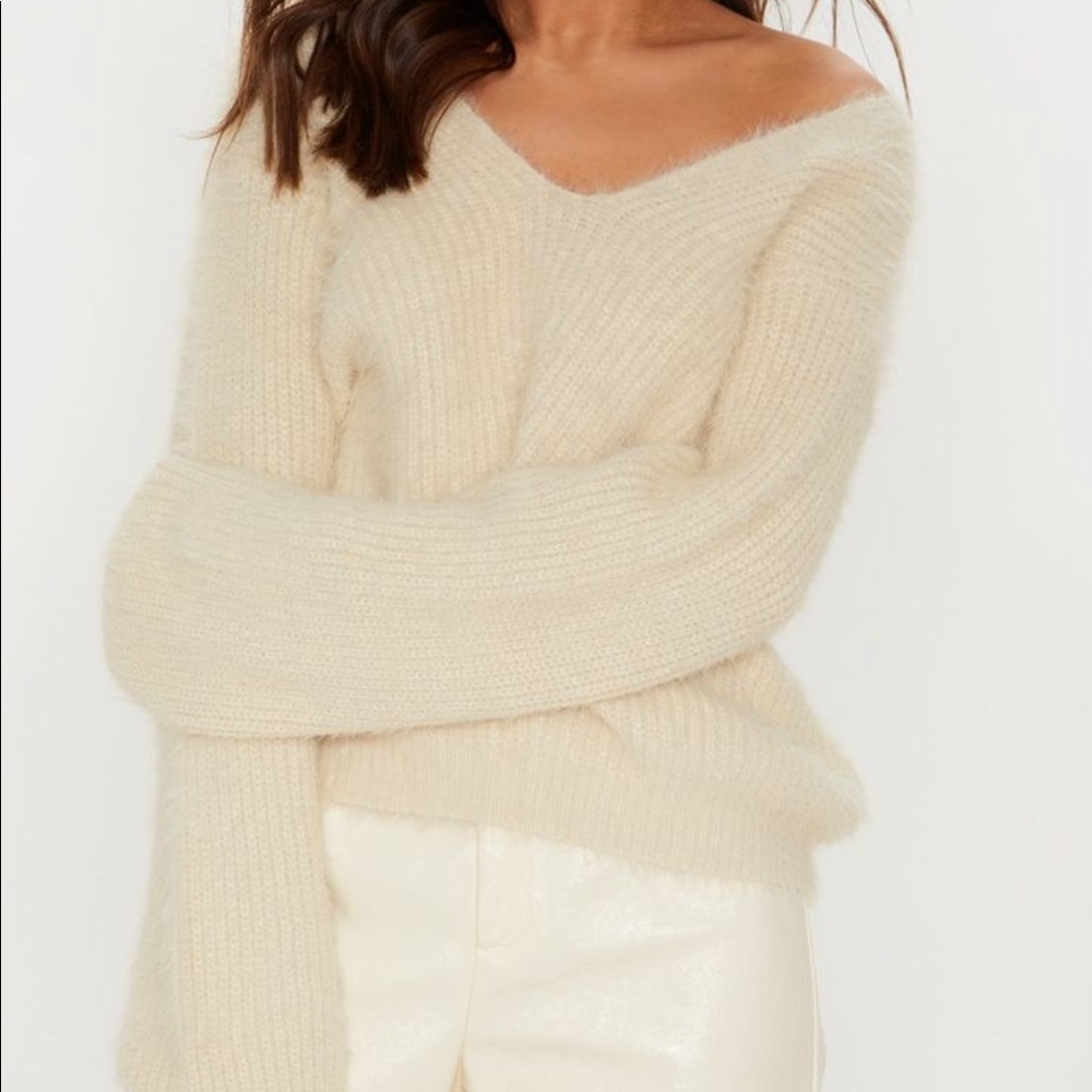 PLT Cream Eyelash Knitted Sweater